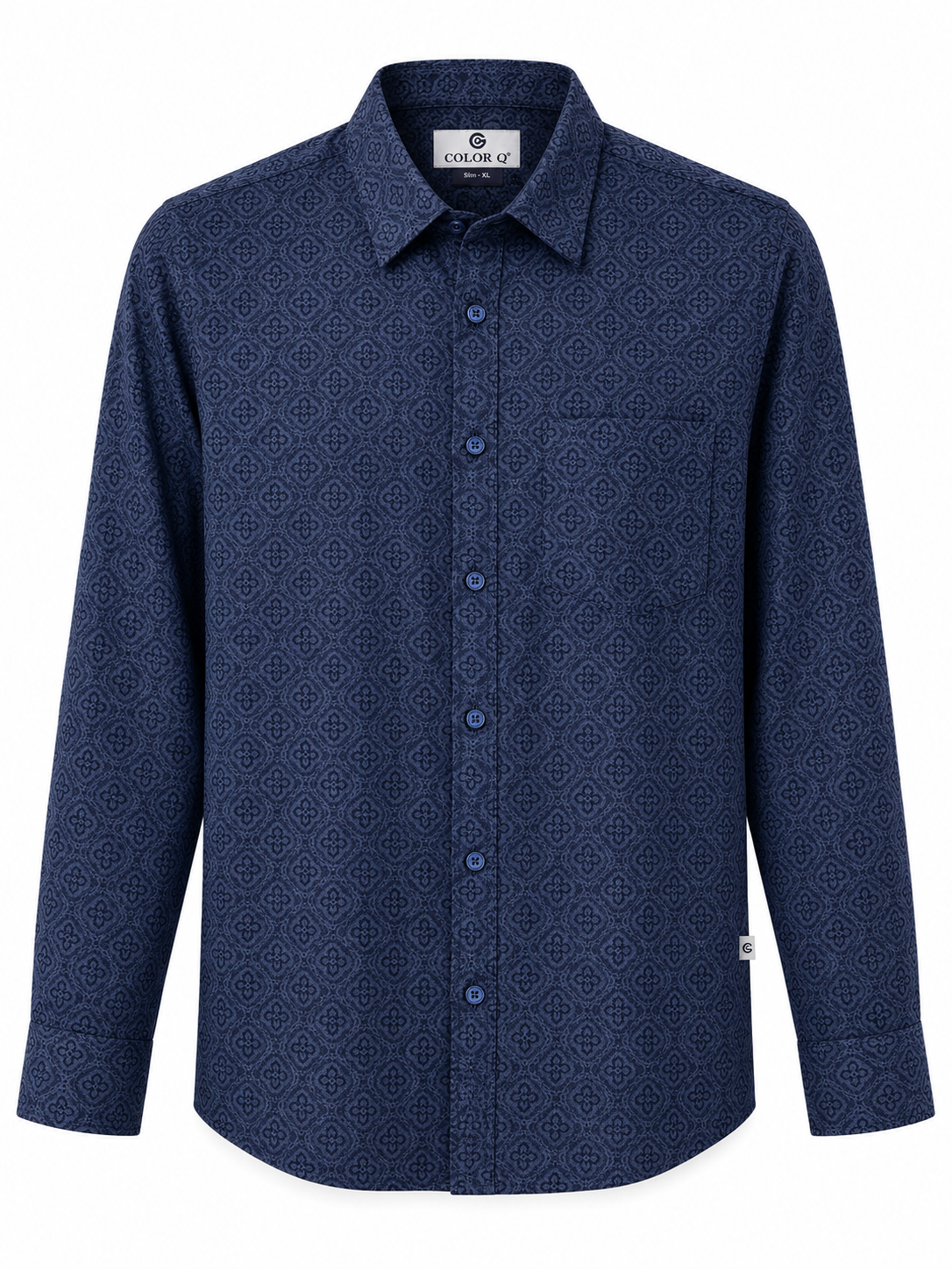 Premium Geometric Printed Long  Polo Shirt 472
