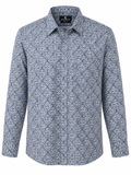 Premium Geometric Printed Long  Polo Shirt 474