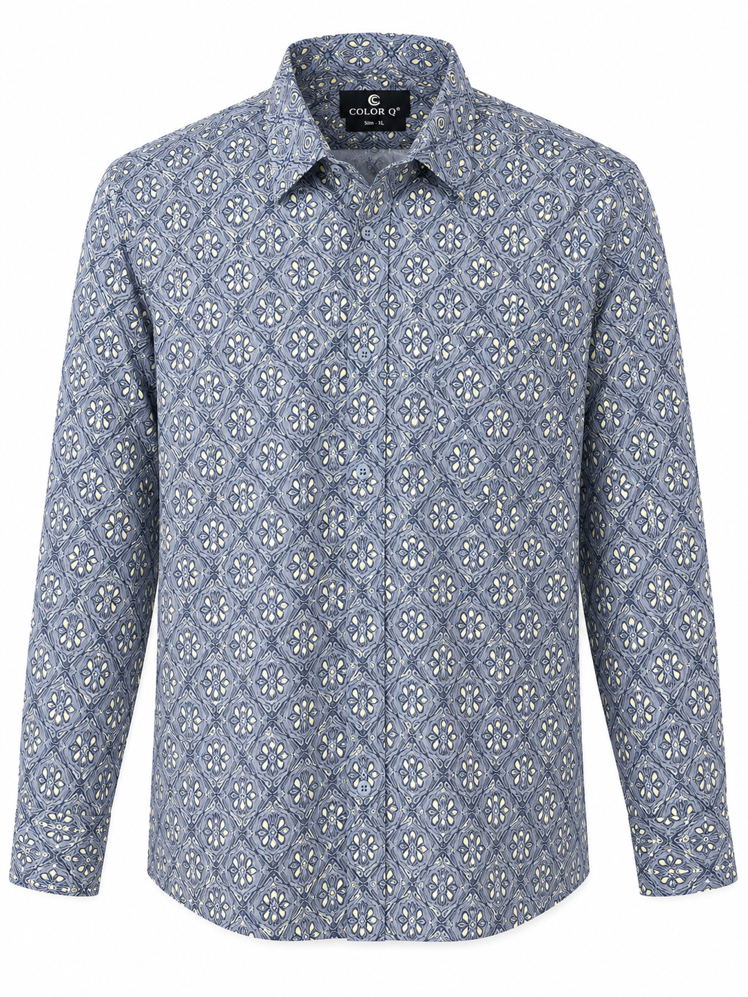 Premium Geometric Printed Long  Polo Shirt 474
