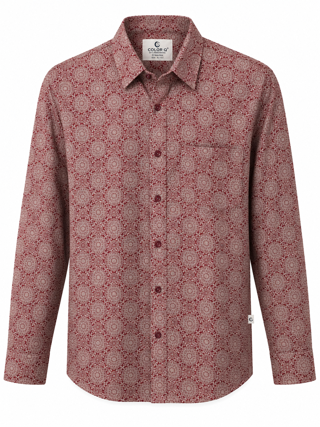 Premium Geometric Printed Long  Polo Shirt 462