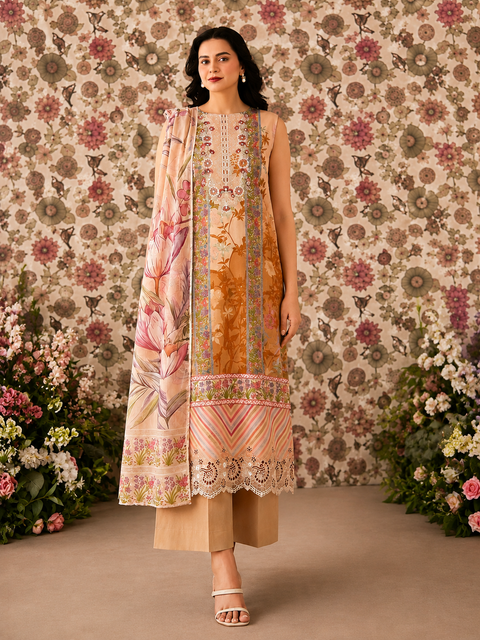 Premium Floral Unstitched Unready Three Piece-C368