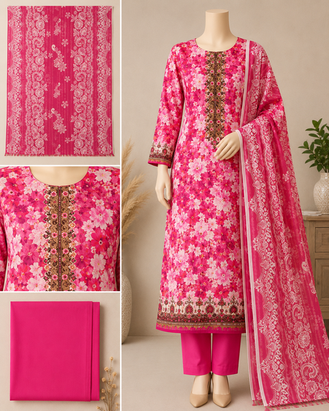 Premium Floral Unready Three Piece-C301