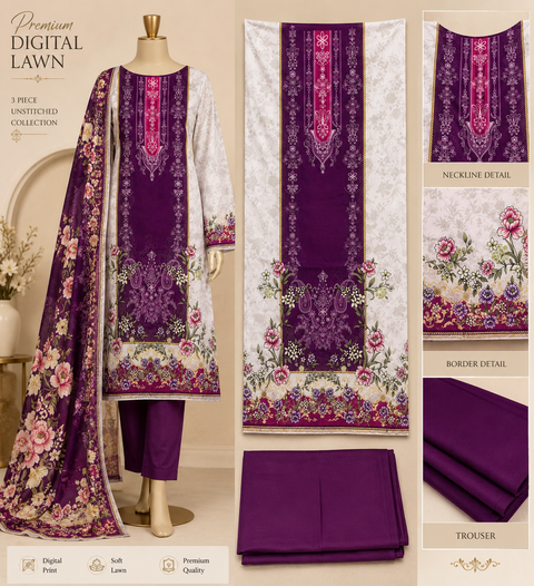Premium Floral Unready Three Piece-C314