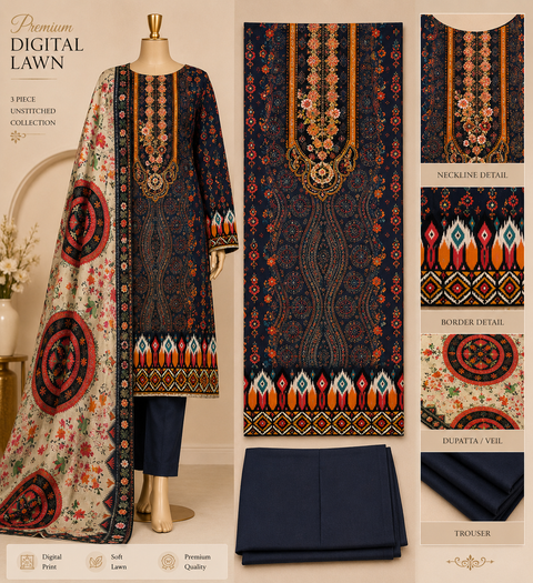 Premium Floral Unready Three Piece-C315