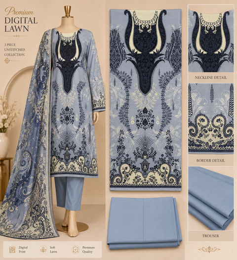 Premium Floral Unready Three Piece-C316