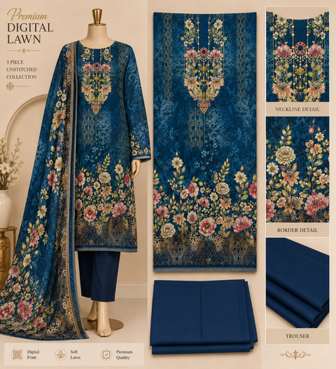 Premium Floral Unready Three Piece-C317