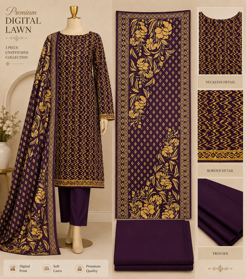 Premium Floral Unready Three Piece-C318