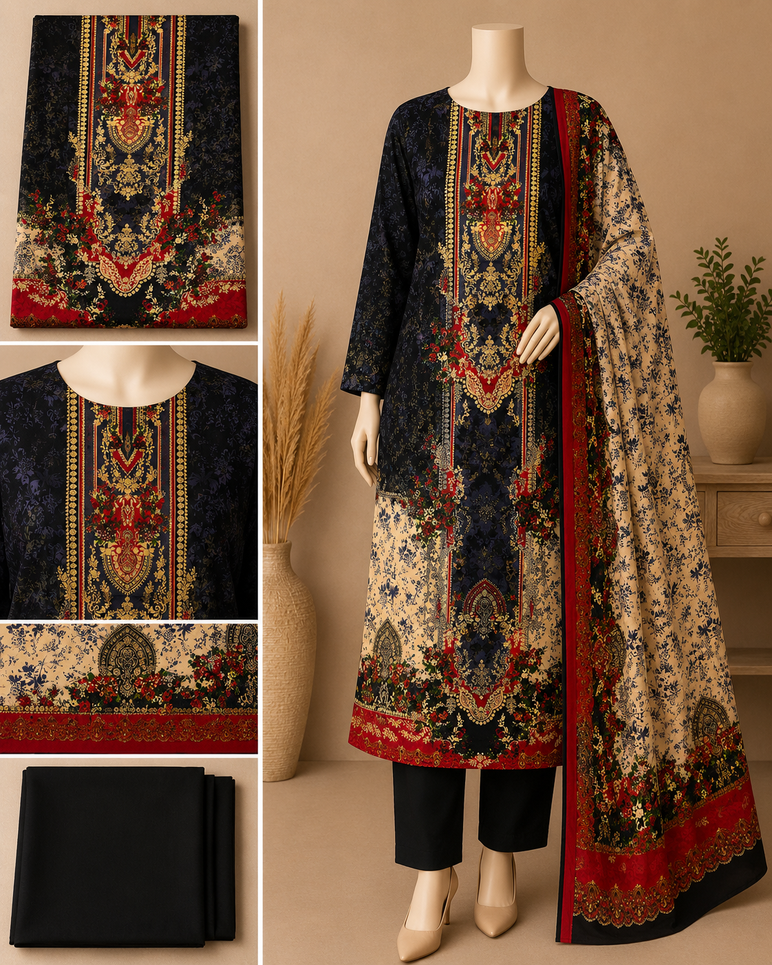 Premium Floral Unready Three Piece-C323