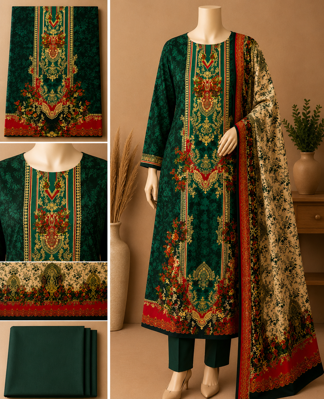 Premium Floral Unready Three Piece-C325