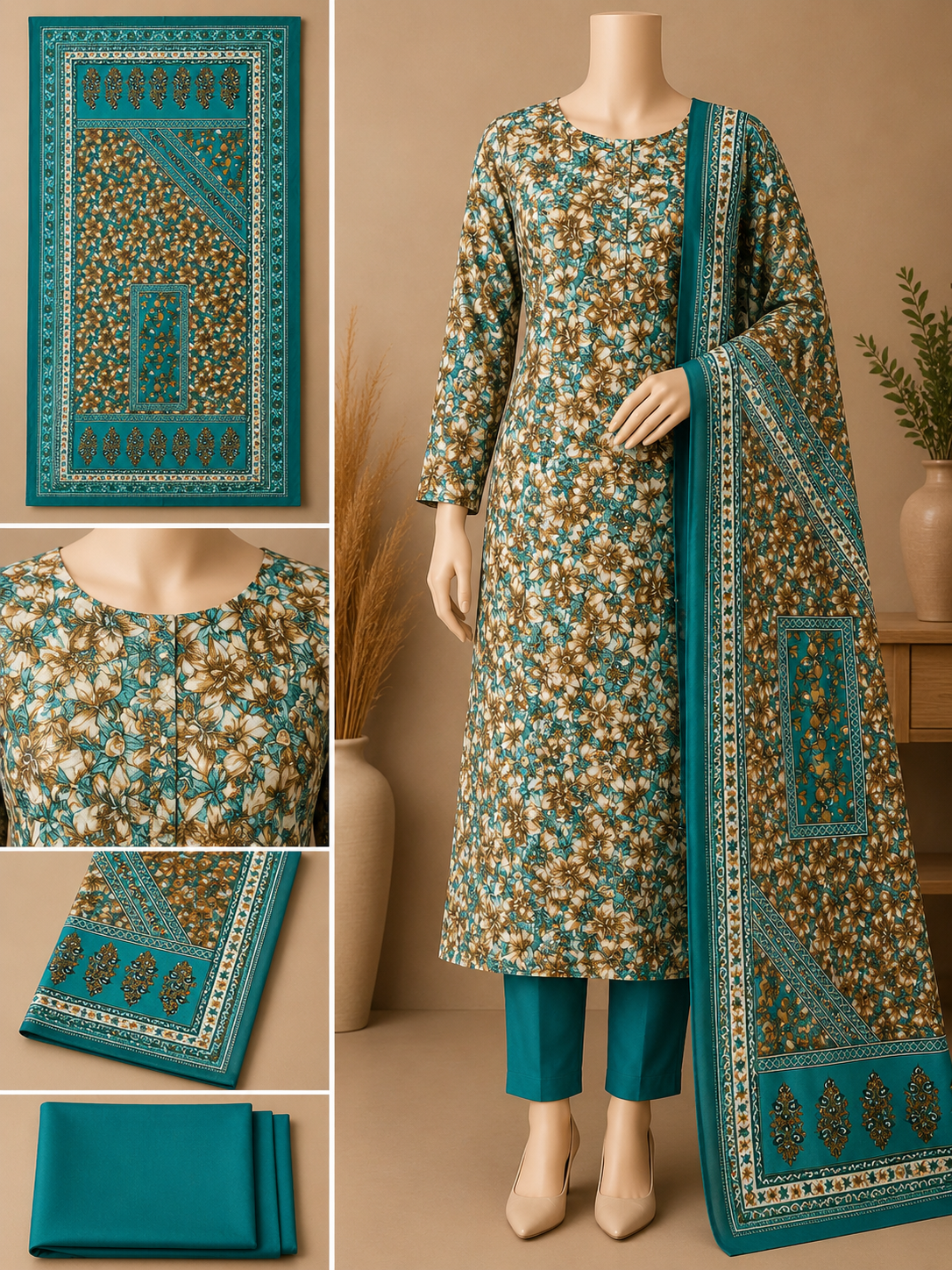 Premium Floral Unready Three Piece-C344