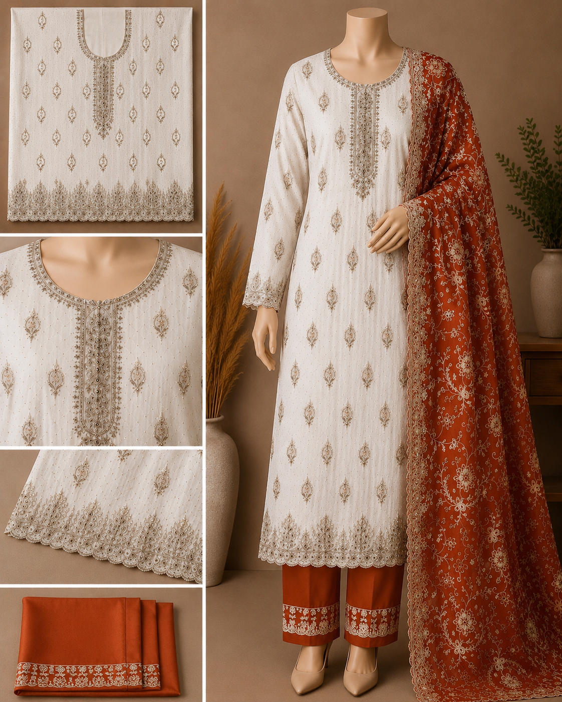 Premium Embroidered Chiffon Salwar Kameez Set-C378