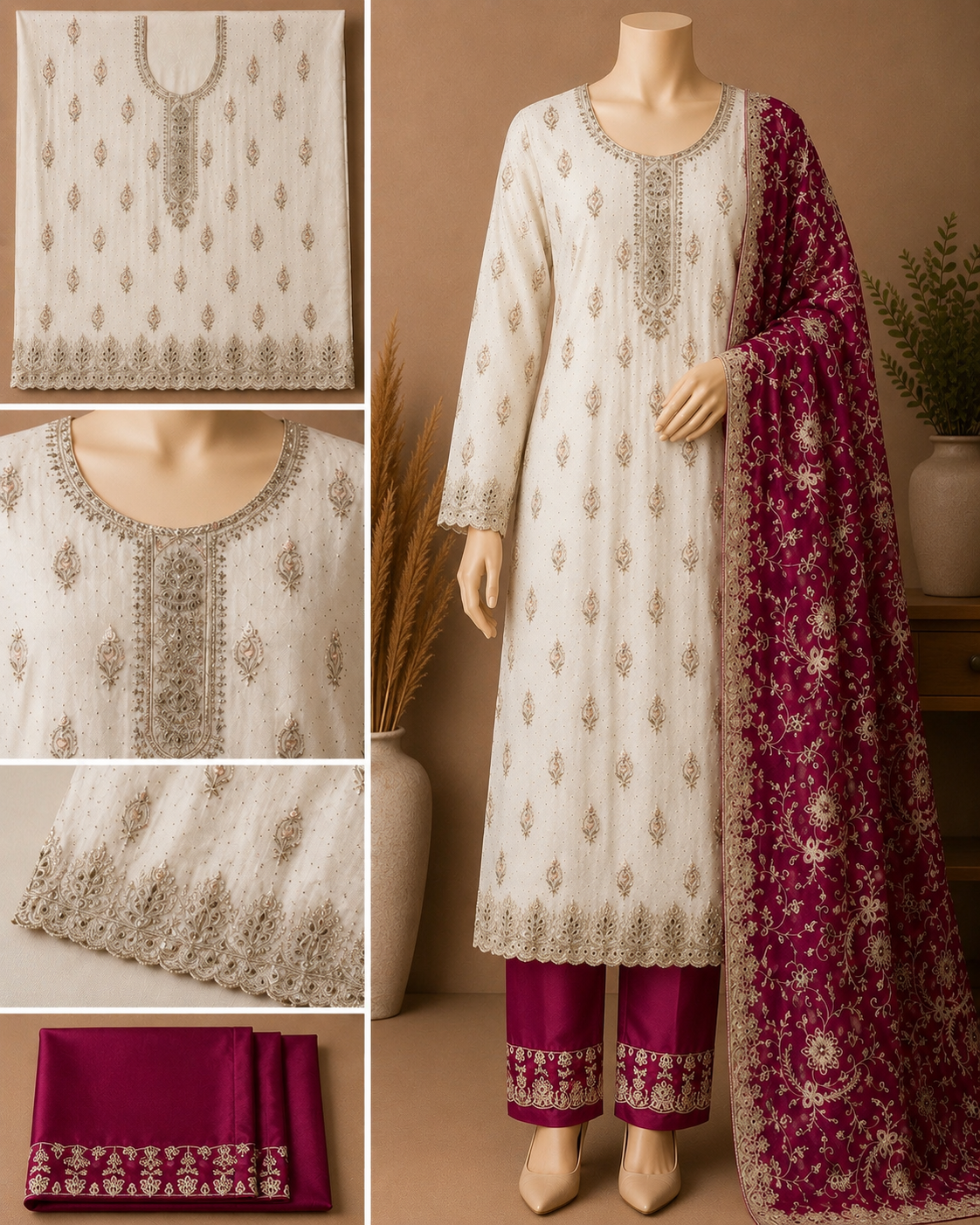 Premium Embroidered Chiffon Salwar Kameez Set-C377