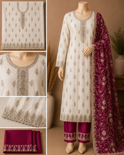Premium Embroidered Chiffon Salwar Kameez Set-C377