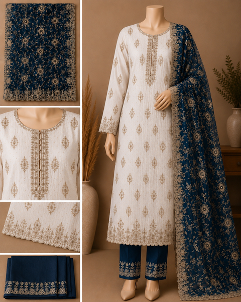 Premium Embroidered Chiffon Salwar Kameez Set-C376