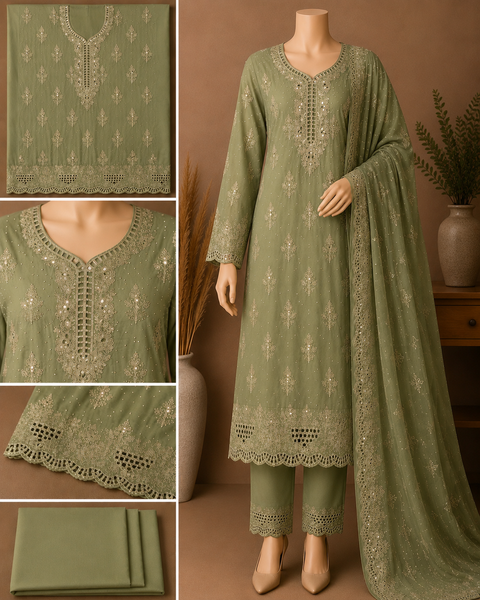Premium Embroidered Chiffon Salwar Kameez Set-C380