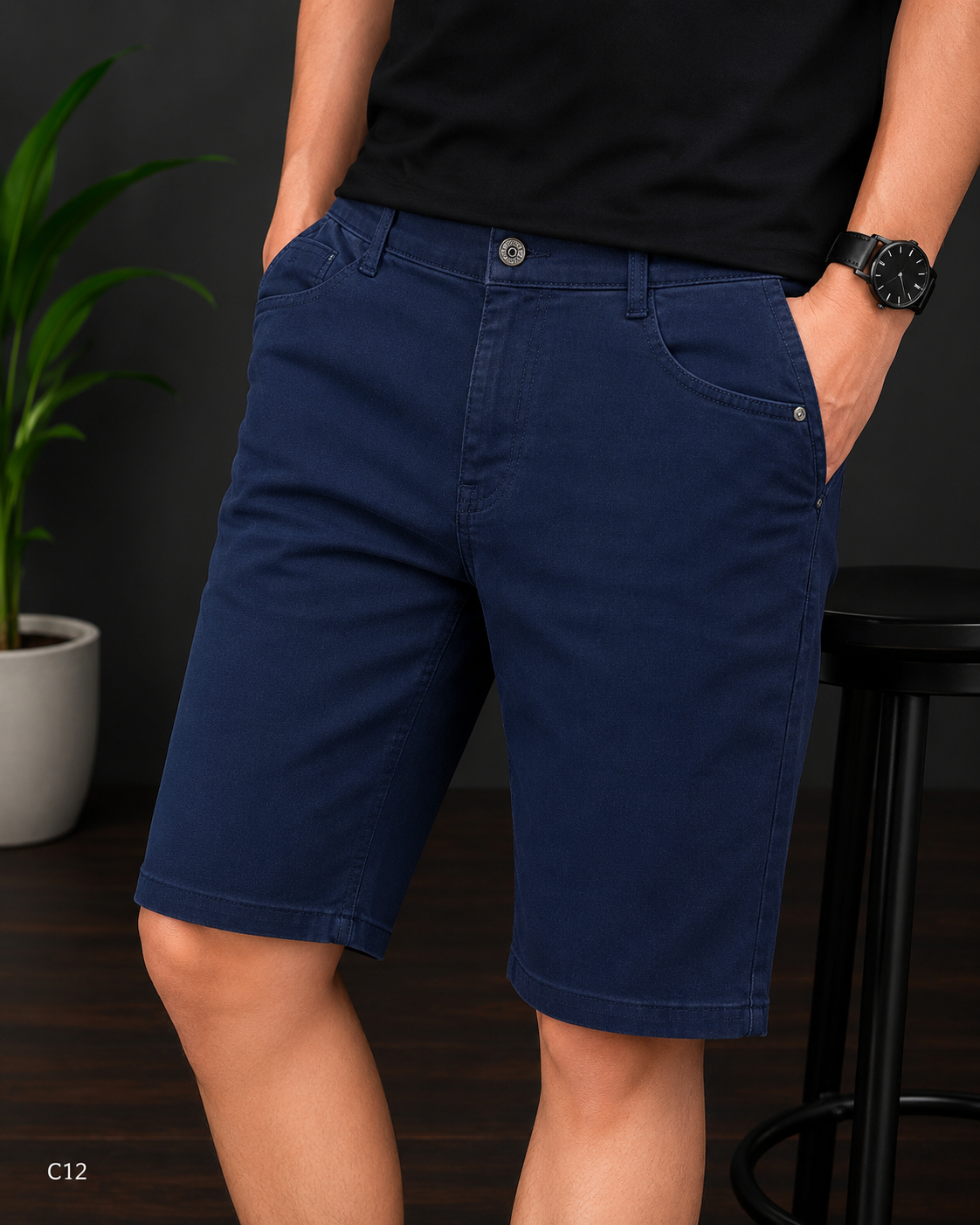 Premium Men’s Casual Shorts Navy Blue-C12