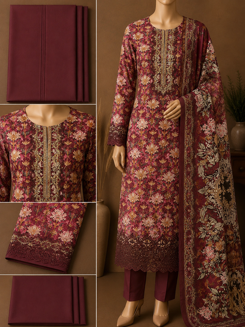 Premium Floral Unready Three Piece-C391