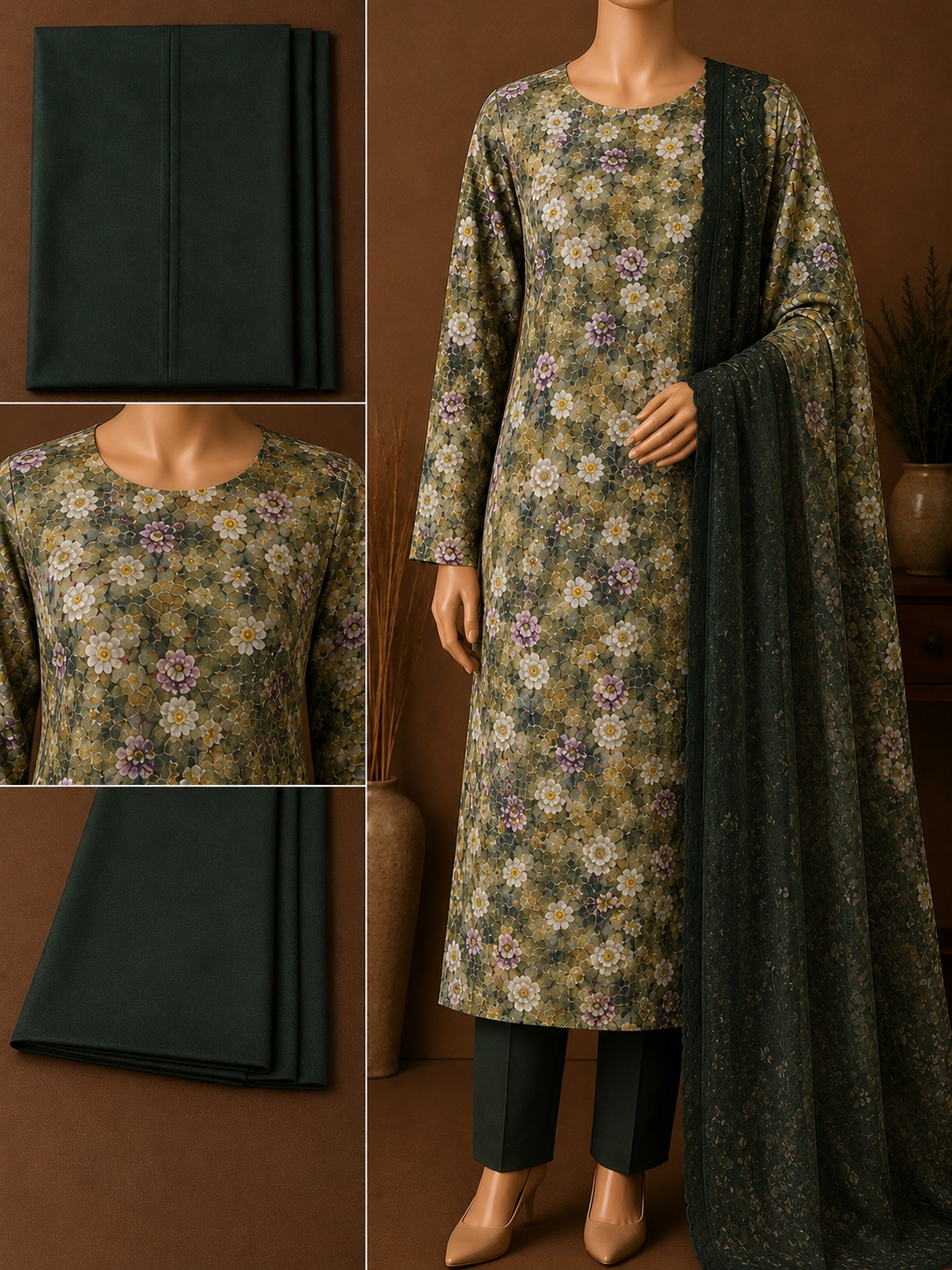 Premium Floral Unready Three Piece-C392