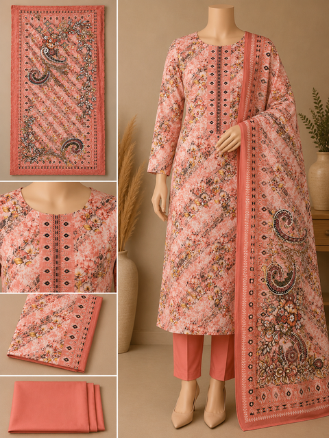 Premium Floral Unready Three Piece-C395