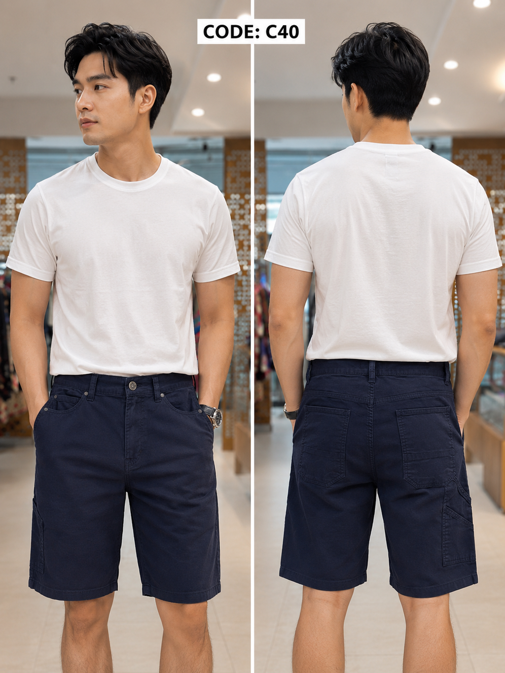 Premium Men’s Casual Shorts Navy Blue-C40