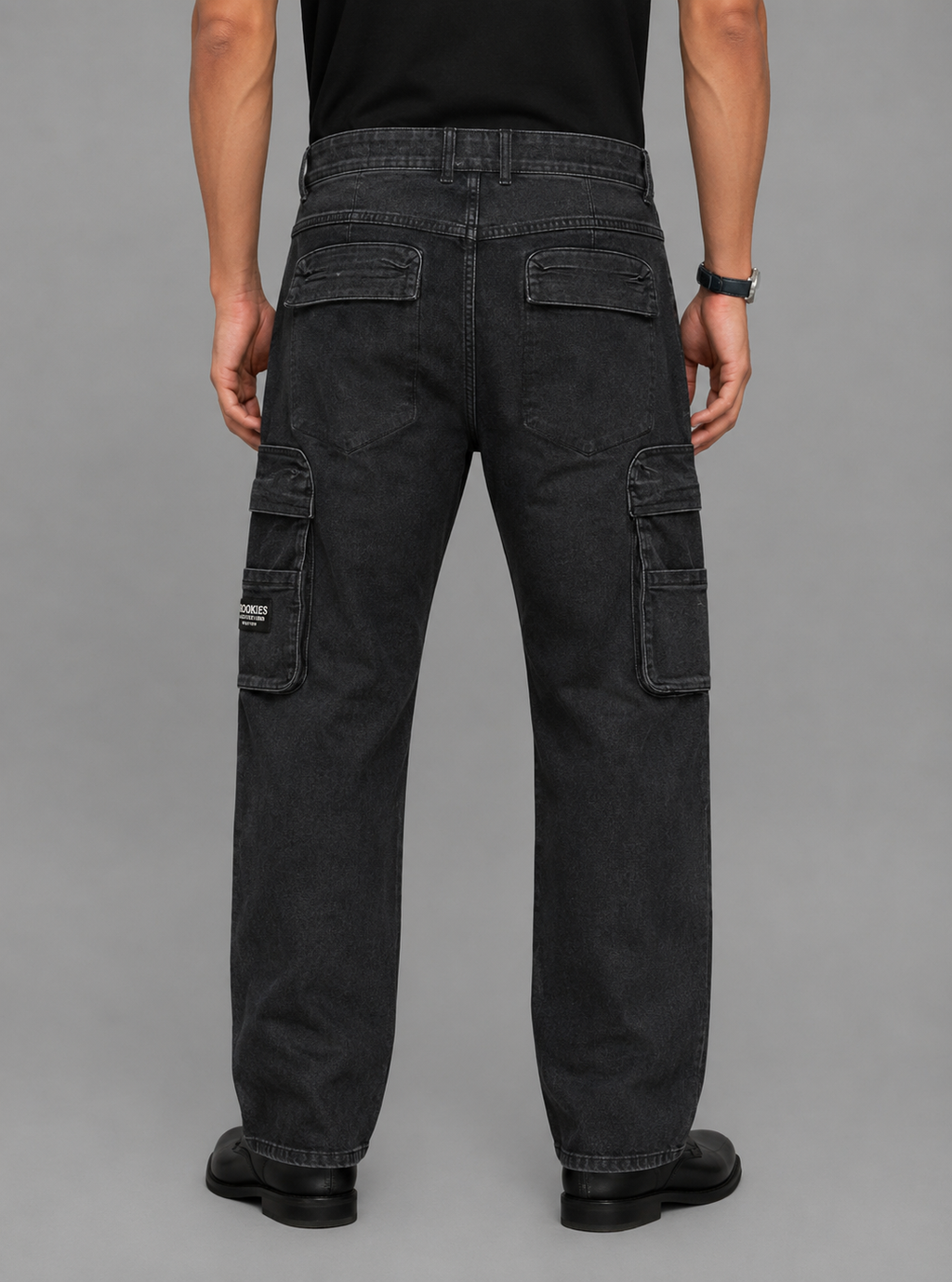 Dark Indigo Loose Fit Denim Cargo Pant RJ6221