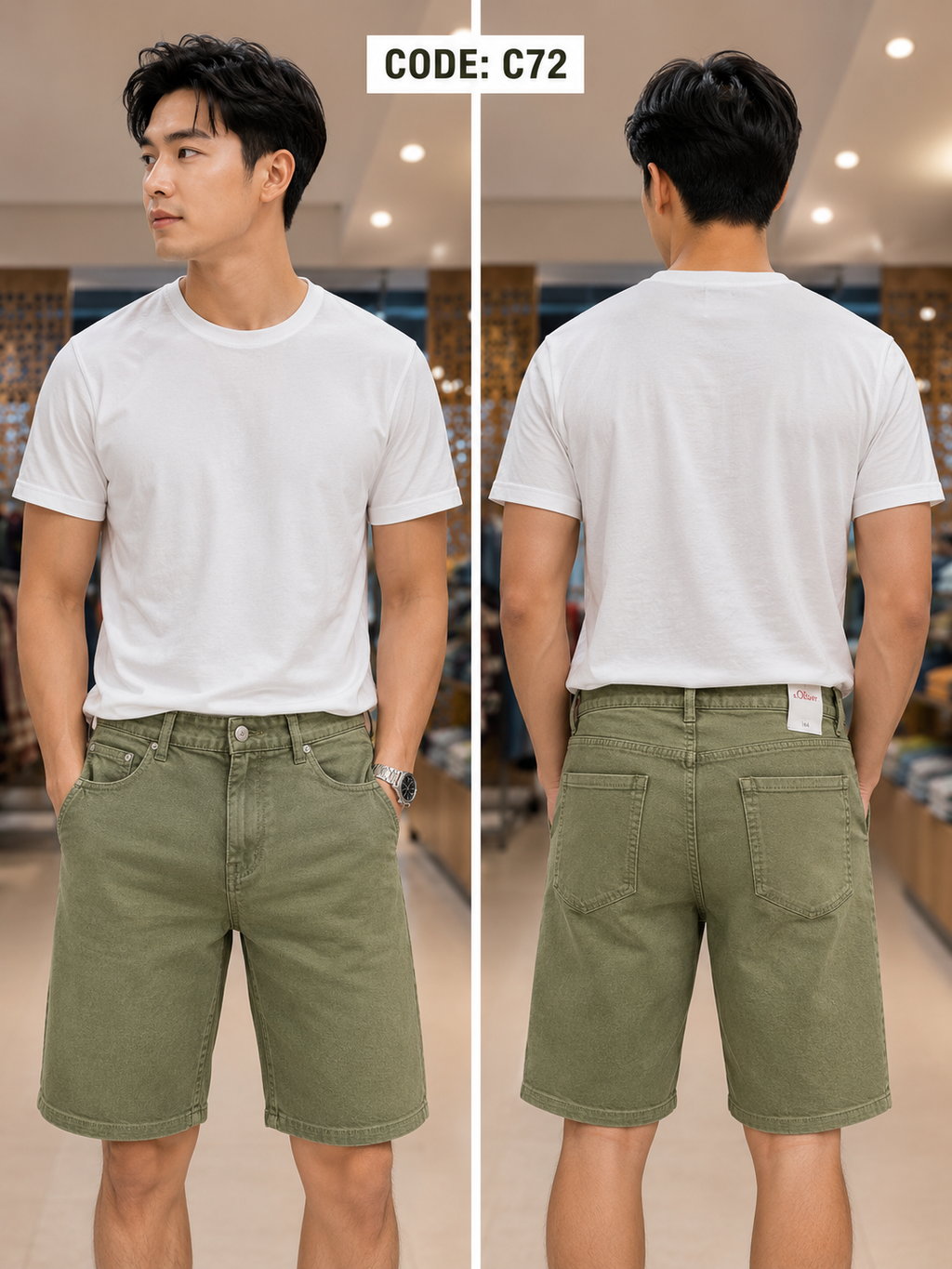 Premium Men’s Casual Shorts Olive Green-C72