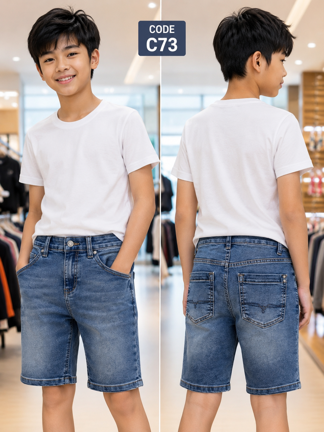 Premium Boys Casual Shorts Medium Blue-C73