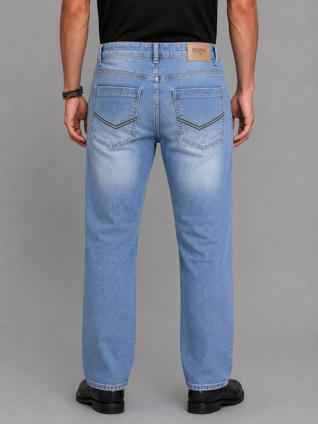 Mens Knit Denim Slim Fit Jeans – Soft Stretch Comfort light 801