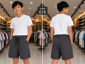 Boys Premium Stripe Cotton Shorts Charcoal Grey-C15