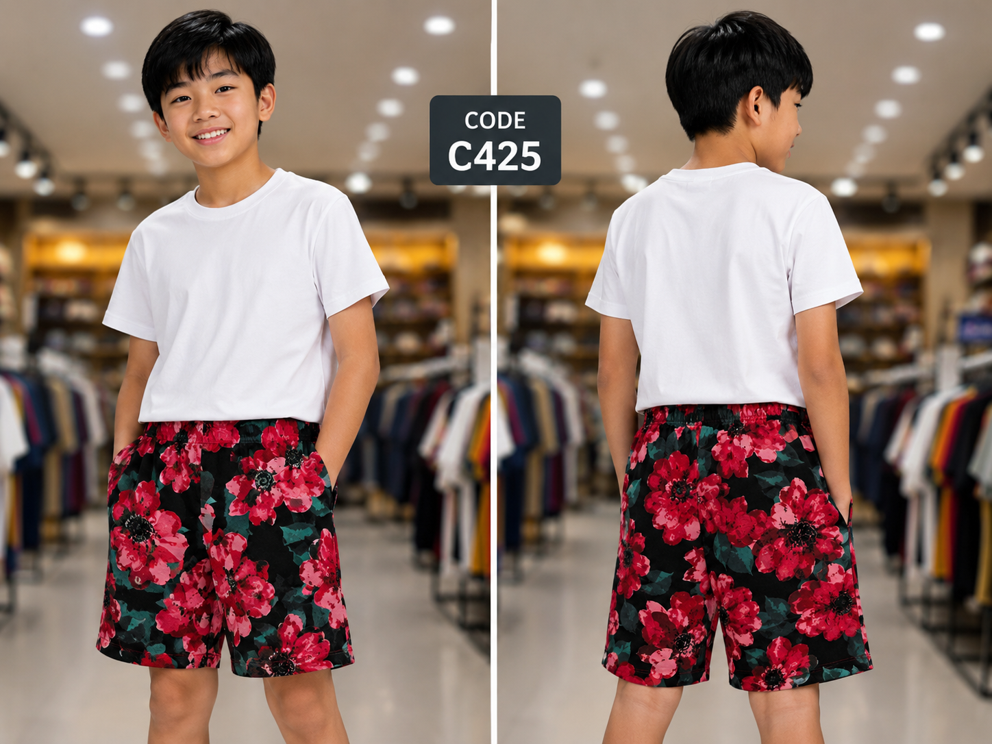 Premium Boys Casual Shorts Crimson-C425