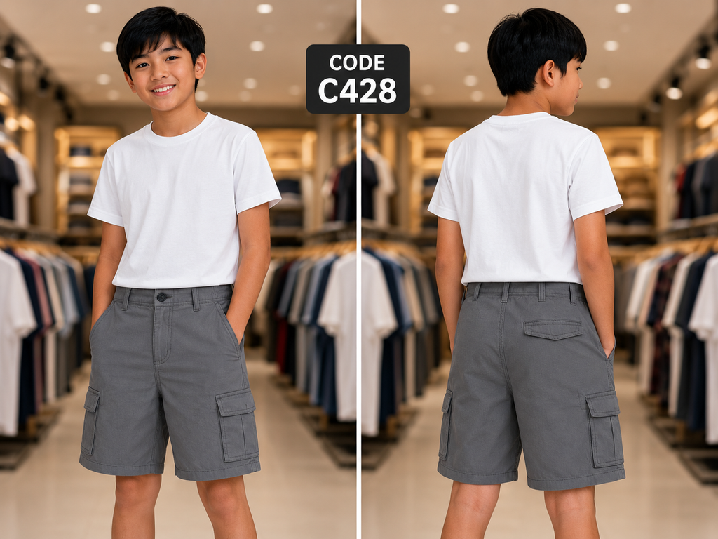Premium Boys Casual Shorts Charcoal Grey-C428