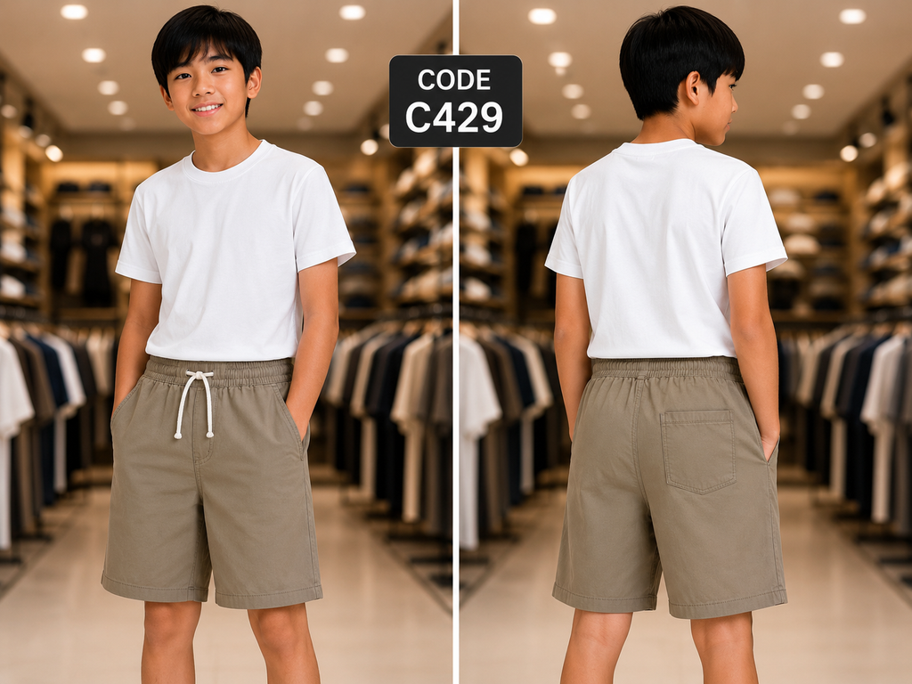 Premium Boys Casual Shorts Stone Khaki-C429