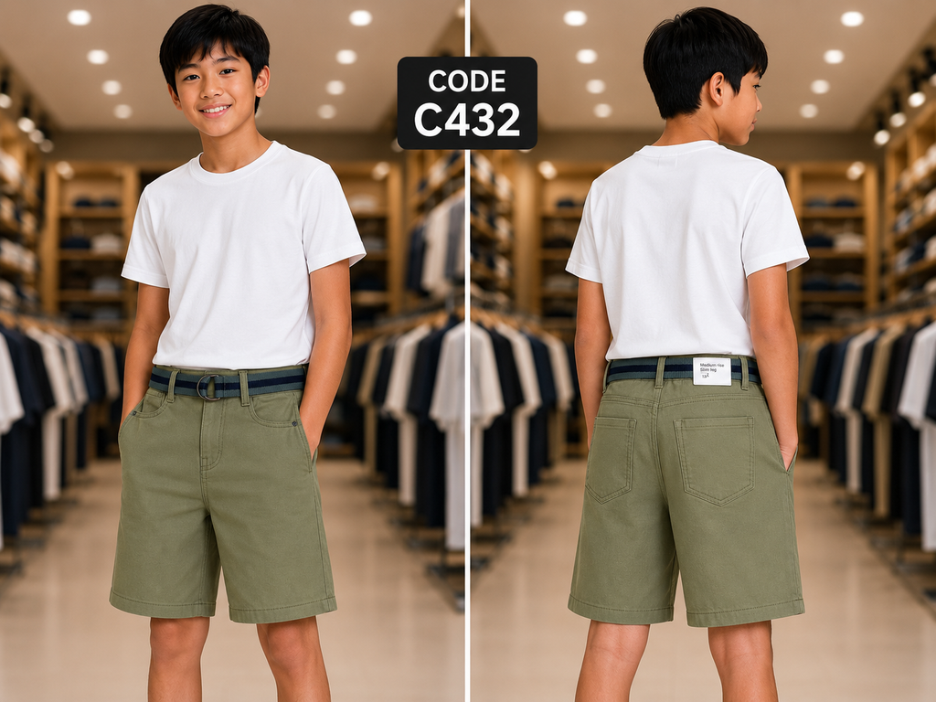 Premium Boys Casual Shorts Sage Green-C432
