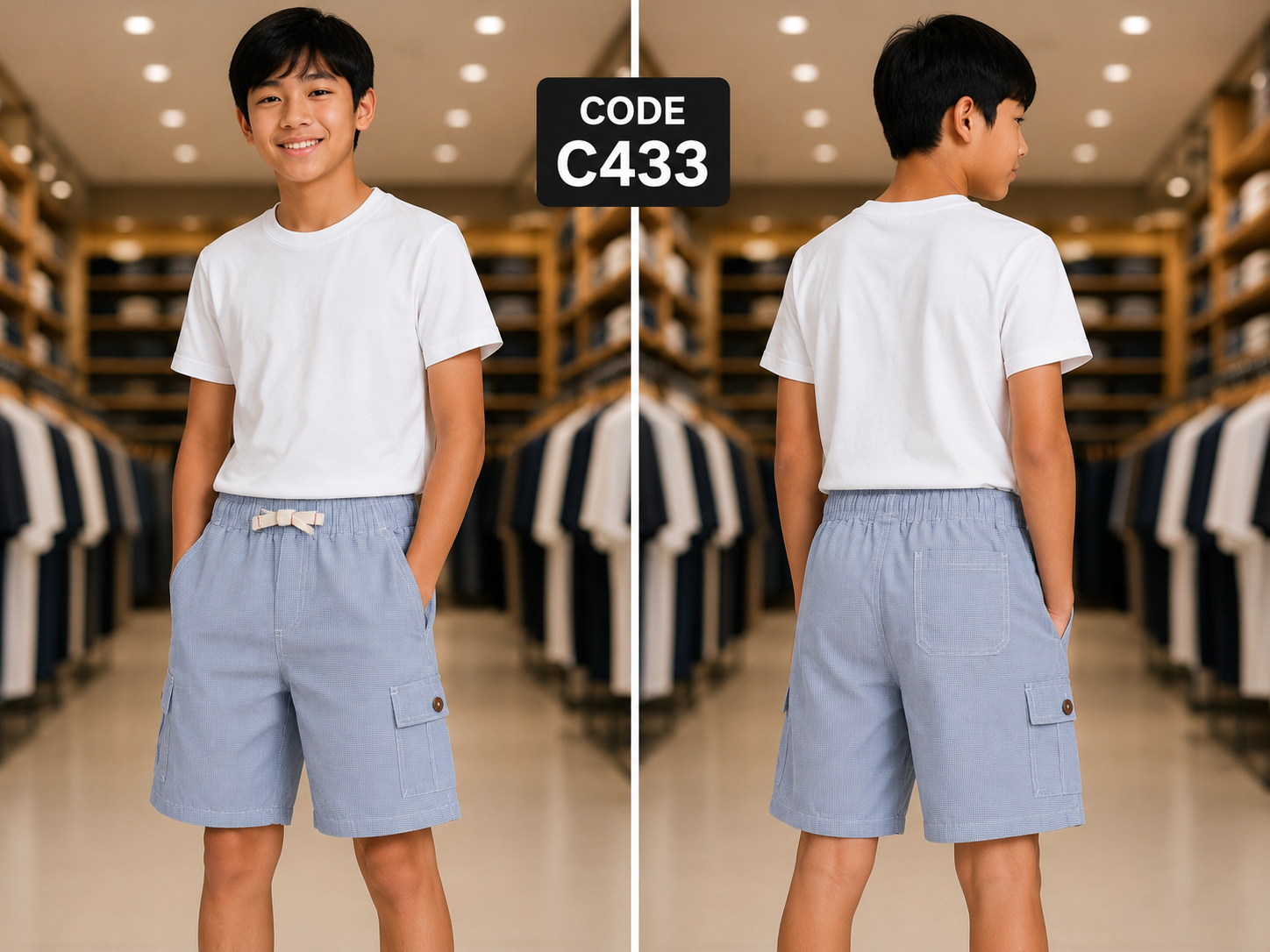 Premium Boys Casual Shorts Light Sky Blue-C433