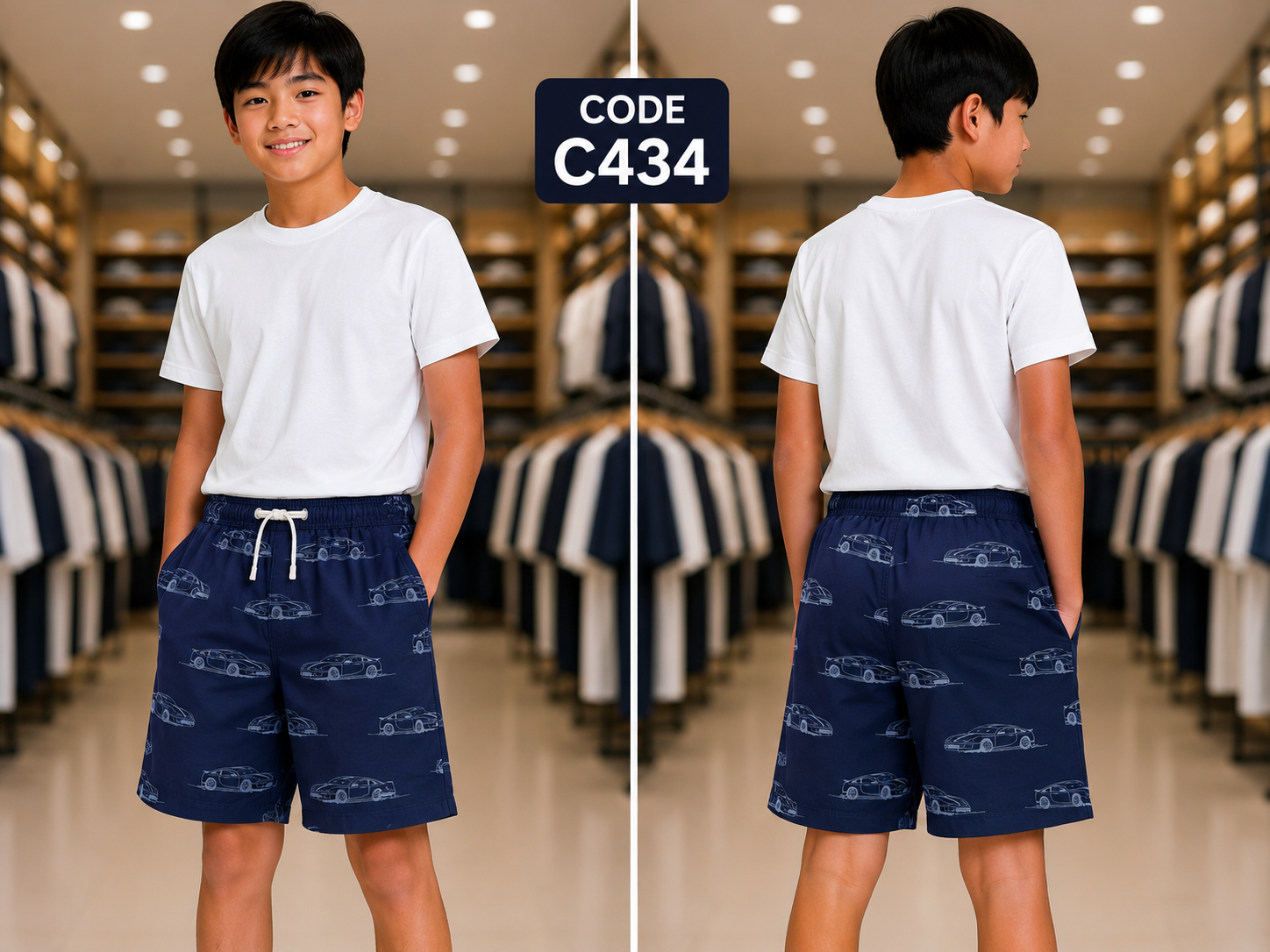 Premium Boys Casual Shorts Deep Navy Blue-C434