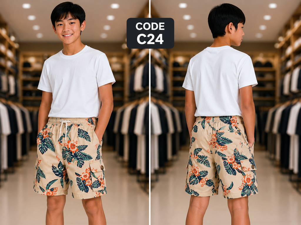 Premium Boys Casual Shorts Cream Beige-C24