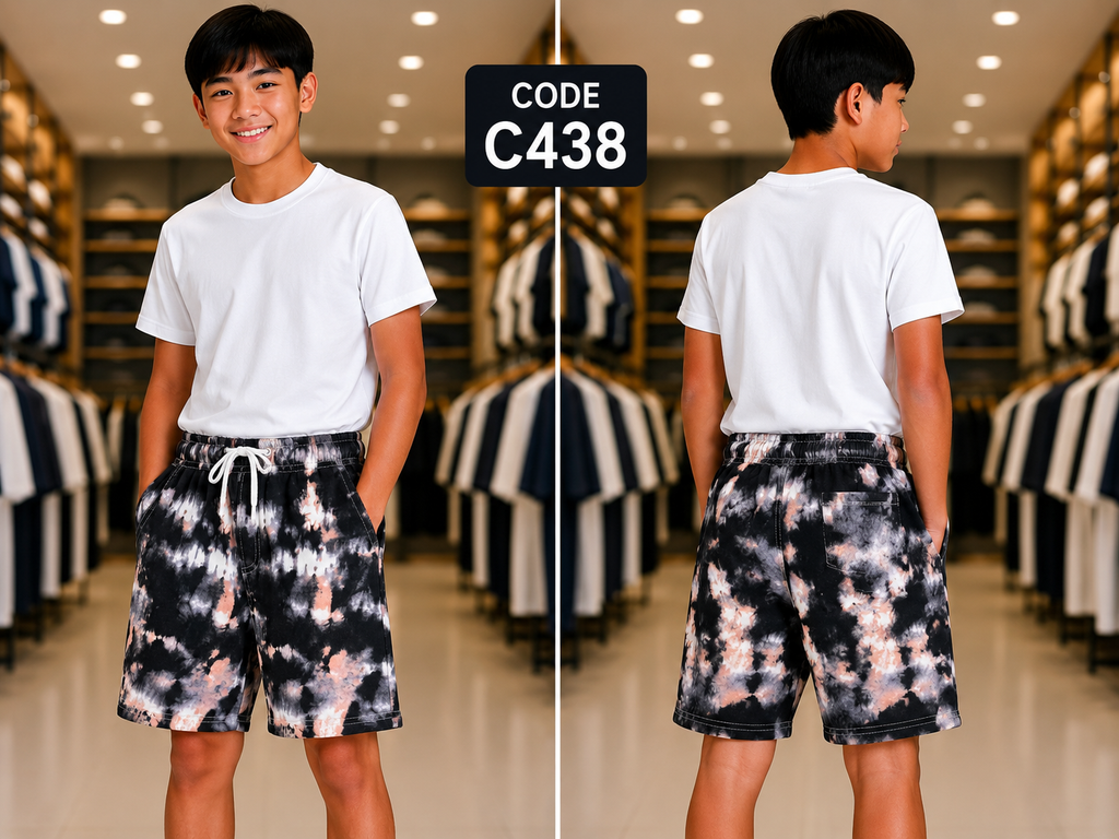 Premium Boys Casual Shorts Black Peach-C438