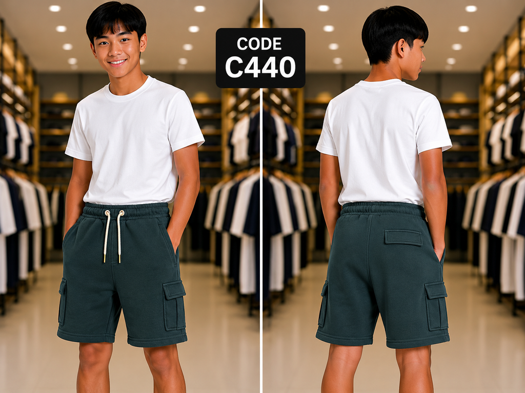 Premium Boys Casual Shorts Dark Teal Green-C440