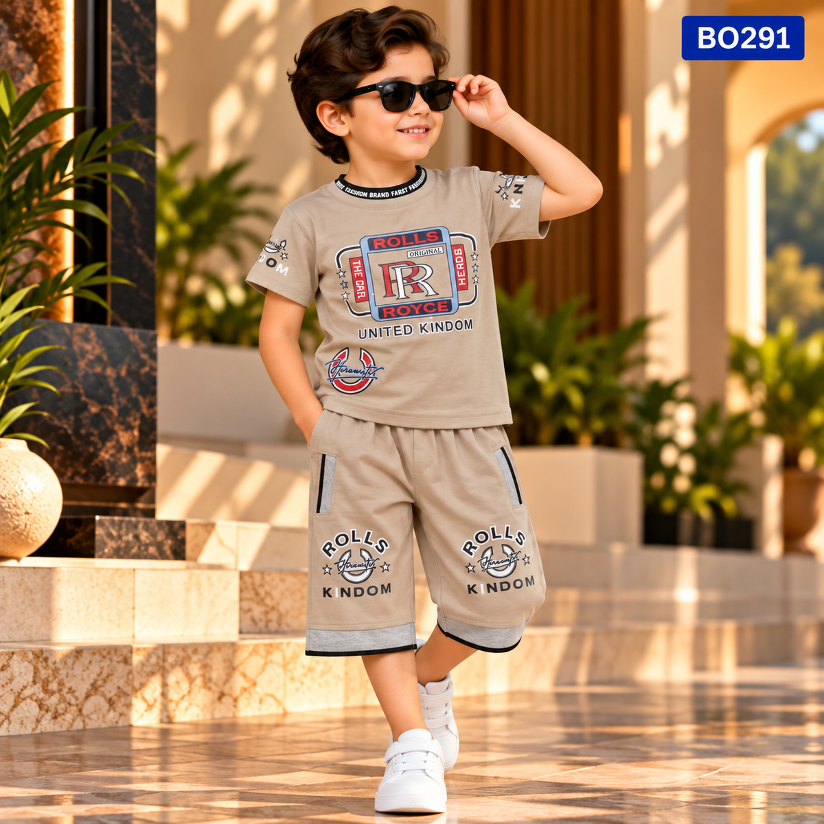 Boys Premium Statement Graphic T-Shirt & Shorts Co-ord Set-BO291