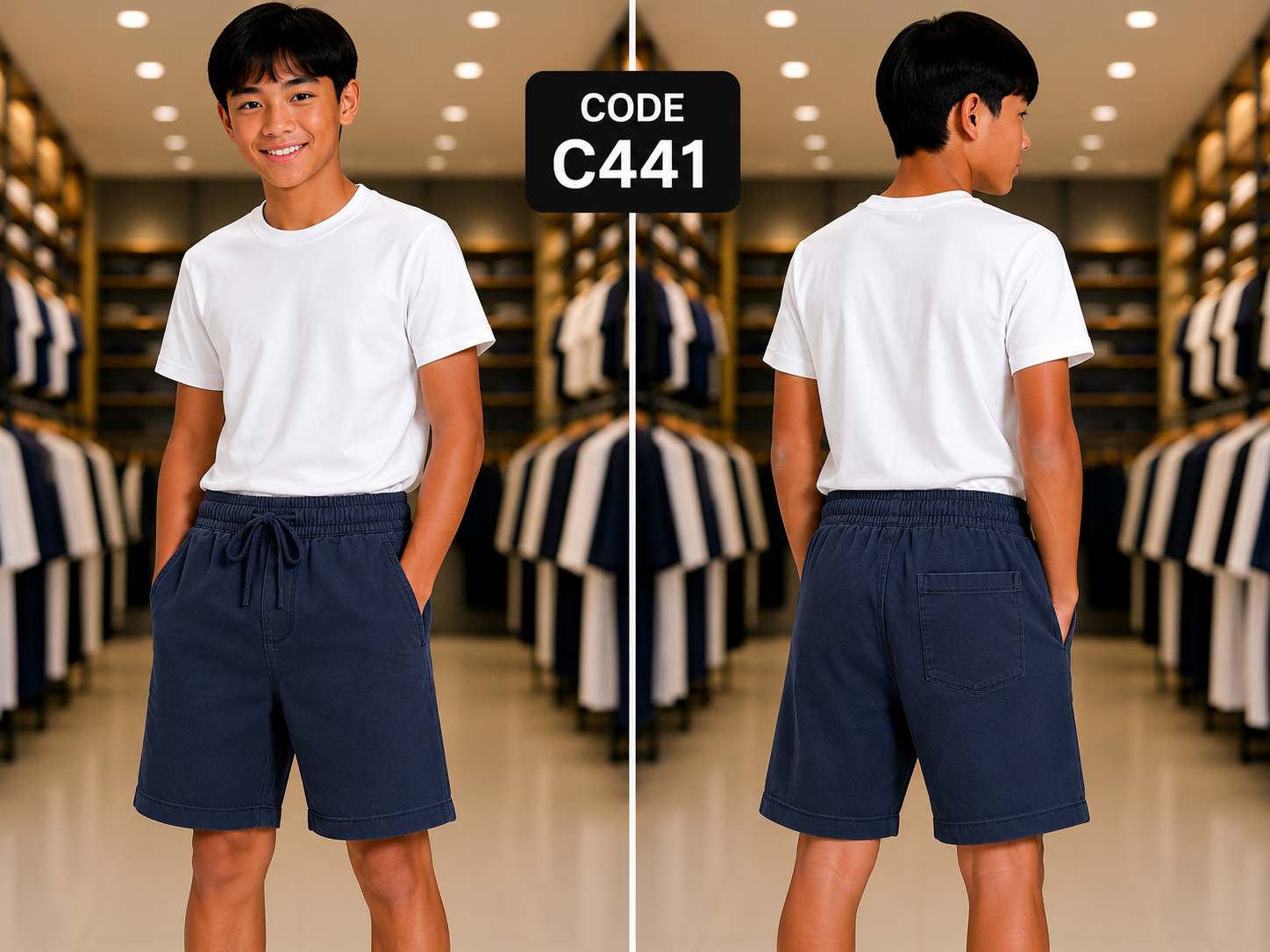 Premium Boys Casual Shorts Navy Blue-C441