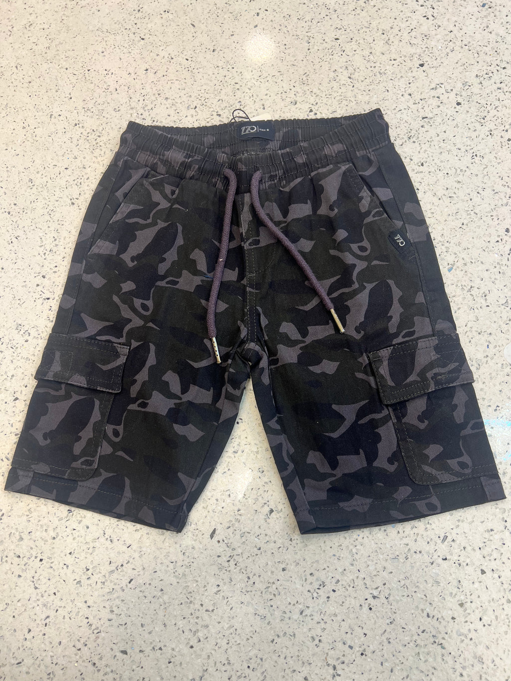 Premium Boys Casual Shorts Charcoal Black Camo-C01