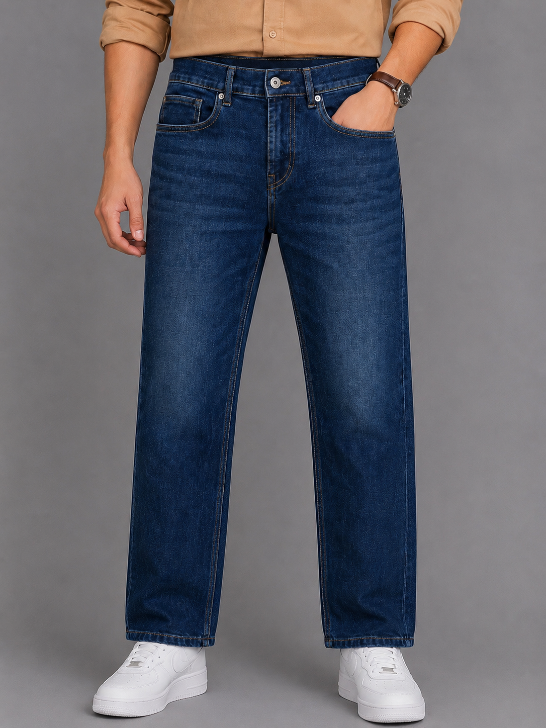 Mens Regular Fit Denim Jeans Deep Blue P05