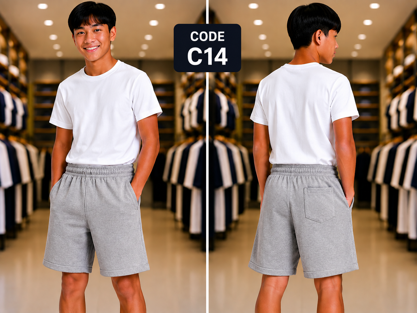 Premium Boys Casual Shorts Light Heather Grey-C14