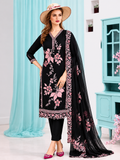 Midnight Bloom Embroidered Three Piece-C451