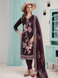 Midnight Bloom Embroidered Three Piece-C450
