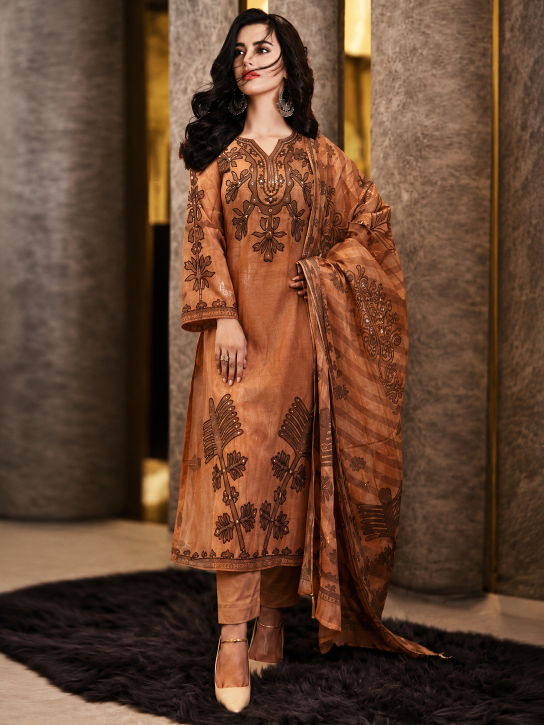 Royal Heritage Embroidered Three Piece-452