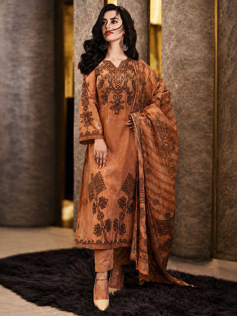 Royal Heritage Embroidered Three Piece-452