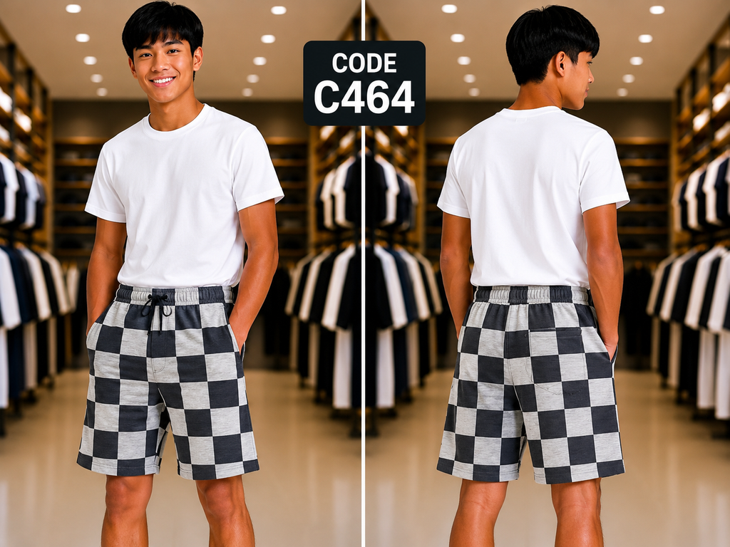 Premium Boys Casual Shorts Mono Checkered-C464