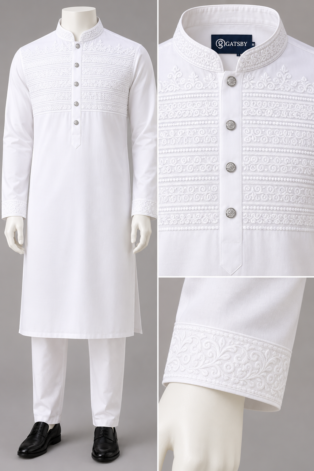 GATSBY Mens Panjabi KE2610 White