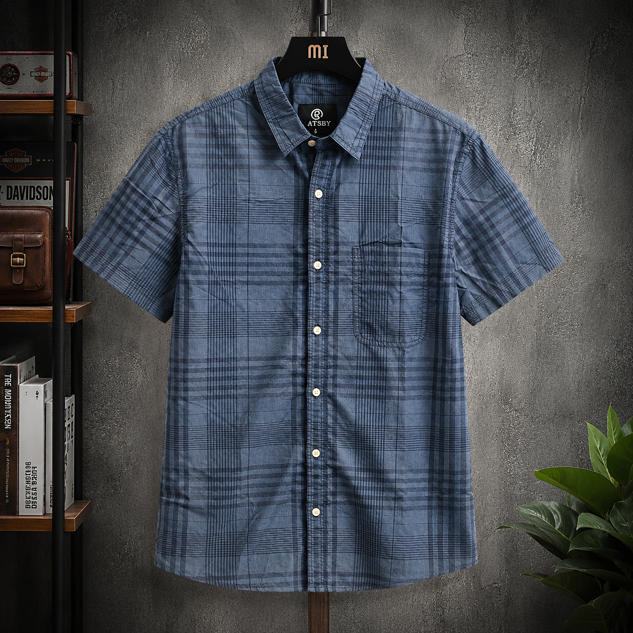 GATSBY MENS S/S SHIRT F_ 32 BLUE TREE